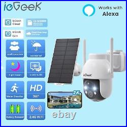 2PCS ieGeek Outdoor Wireless Solar Security Camera Home WiFi Battery CCTV System