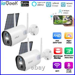 2x ieGeek Outdoor Wireless Security Camera Home Battery WiFi CCTV System Audio