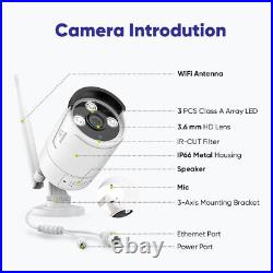 3MP SANNCE 2-Way Audio Wireless CCTV Security System 10CH NVR Wifi IP Camera Kit