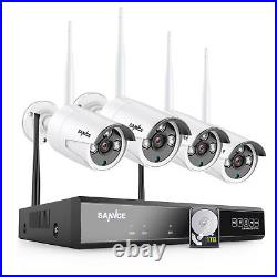3MP SANNCE Wireless CCTV Camera System 5MP 8CH NVR Audio Wifi AI Human Detection