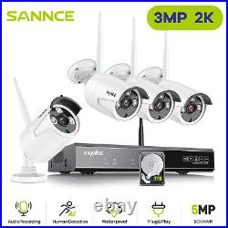 3MP SANNCE Wireless CCTV System 8CH H. 264+ NVR WLAN IP Camera For Home Security