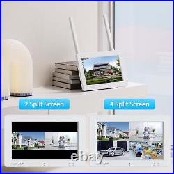 4MP Solar Battery Wireless CCTV Camera System Kit With 7 Touchscreen Monitor NVR