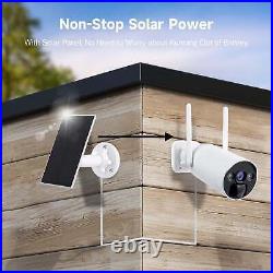4MP WiFi Home Security Camera CCTV System Outdoor Solar Bullet 10CH NVR 500GB