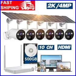 4MP Wireless CCTV Security Camera System WiFi NVR IP Solar Powered Energy Camera
