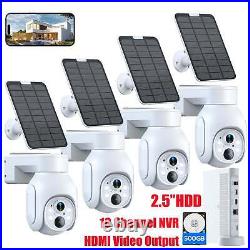 4MP Wireless Security Camera System Home Surveillance Solar Wifi CCTV 10CH+500GB