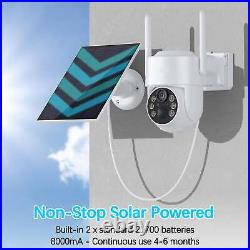 4MP Wireless Security Camera System Outdoor With Solar Panel PIR Detection CCTV