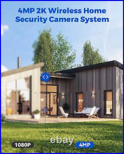 4MP Wireless Solar Security Camera System Home Outdoor CCTV 10'' Monitor+500GB