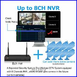 5MP WiFi CCTV System 8CH NVR Wireless Security Camera System IP66 2Way Audio+HDD