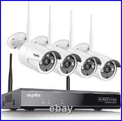8CH Expandable, 2KSANNCE Wireless CCTV Camera System, 8CH 5MP WiFi NVR, 4X 3MP