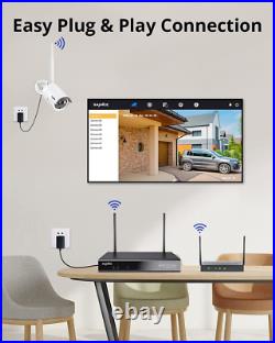 8CH Expandable, 2KSANNCE Wireless CCTV Camera System, 8CH 5MP WiFi NVR, 4X 3MP