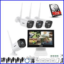 ANNKE 2K 3MP Wireless CCTV Camera System WiFi 10.1 LCD Monitor 4CH 5MP NVR 1TB