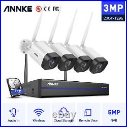 ANNKE 3MP Wireless CCTV System Wifi Camera Audio In 5MP 8CH H. 264+ NVR Alexa Kit