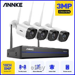 ANNKE 3MP Wireless Two-way Audio CCTV System Wifi IP Camera 5MP 10CH NVR Alert