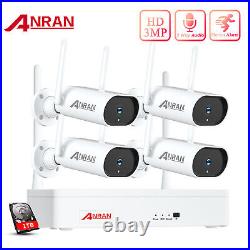 ANRAN 3MP Wireless CCTV System WiFi Security Camera Outdoor Audio 8CH NVR 2TB IR