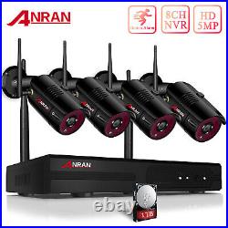 ANRAN WiFi Wireless Outdoor Security Camera System CCTV IP Home 5MP 8CH NVR 1TB