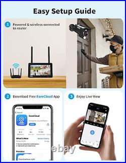 CCTV Camera System Wireless with Touchscreen Monitor, 4CH NVR with 7 Portable L
