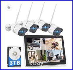 Cctv Wireless Security Camera System 12 Inch LCD Monitor 8ch Nvr 4Pcs 1080 HD