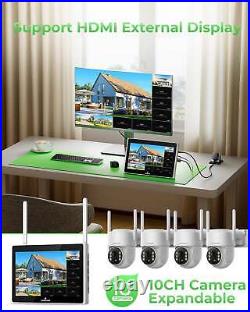Home CCTV 4MP Outdoor Dome Solar Wireless Security Camera System with Monitor