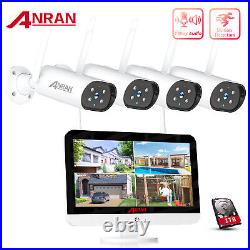 Home Wireless Security Camera System Outdoor WiFi CCTV Audio Home with 12''Monitor