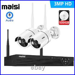 Maisi 3MP HD Wireless CCTV System 4CH NVR Home Outdoor Security Audio IP Camera
