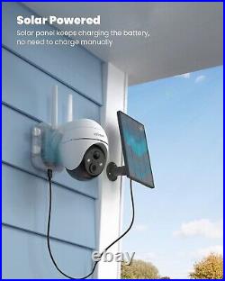 Outdoor 360° PTZ Wireless Solar Battery Security Camera Home WiFi CCTV System UK