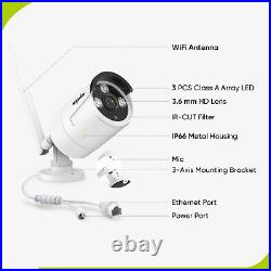 SANNCE 3MP Wireless CCTV Camera System Audio In AI Human Detection Wifi Security