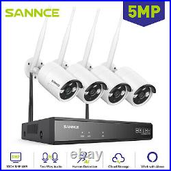 SANNCE 5MP 2-Way Talk Wifi CCTV Camera System 10CH Video NVR AI Human Detection