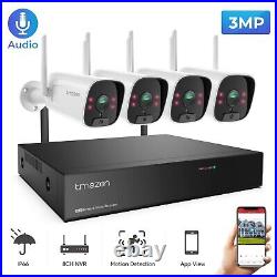 TMEZON 8CH Wireless Outdoor WiFi CCTV Security Camera System Audio Night Vision
