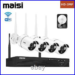 Wireless CCTV Camera Security System 3MP HD 4CH NVR Home Outdoor with Hard Drive