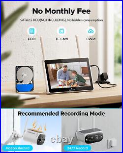Wireless CCTV System 10CH Monitor NVR Solar Powered Security Camera Night Vision