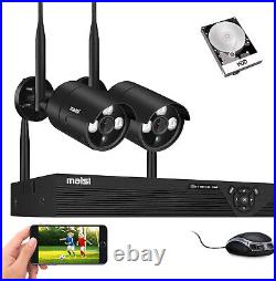 Wireless WiFi CCTV System Security Kit HD 1080P 4CH NVR Home Outdoor 2MP Camera