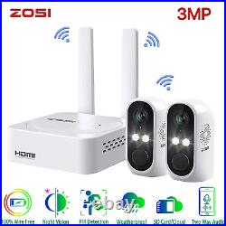 ZOSI 3MP 8CH Wireless CCTV Security Battery Camera System 64GB SD Card Audio