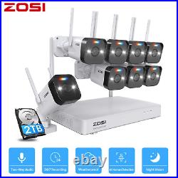 ZOSI 3MP Wireless CCTV Camera System 8CH H. 265+ NVR 2-Way Audio Spotlight Siren