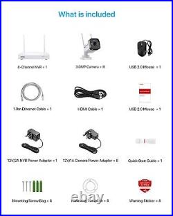 ZOSI 3MP Wireless CCTV Camera System 8CH H. 265+ NVR 2-Way Audio Spotlight Siren