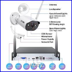 ZOSI 3MP Wireless CCTV System Two Way Audio Security Camera ColorVu Human Detect