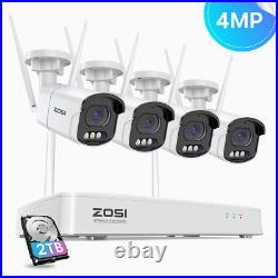 ZOSI 4MP 8CH Wireless CCTV System 2-Way Audio Color Night Vision 2TB HDD Outdoor