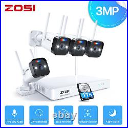ZOSI 8CH Wireless CCTV System 3MP NVR Outdoor Wifi IP Security Camera Spotlight