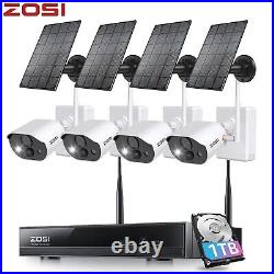 ZOSI CCTV 3MP Solar Powered Wireless Security Camera System Outdoor Battery Cam