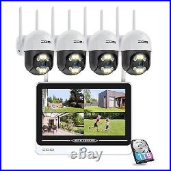 ZOSI CCTV Camera System Home Security Outdoor 2Way Audio 2K Wireless 125NVR 1TB