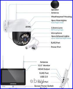 ZOSI CCTV Camera System Home Security Outdoor 2Way Audio 2K Wireless 125NVR 1TB