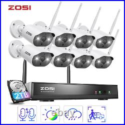 ZOSI Wireless CCTV System Security 3MP WiFi Cam 2-Way Audio 8CH 2TB NVR Outdoor