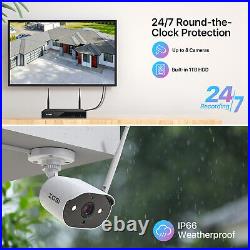 ZOSI Wireless CCTV System Security 3MP WiFi Cam 2-Way Audio 8CH 2TB NVR Outdoor